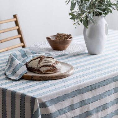Flinders Woven Blue Stripe Table Cloth