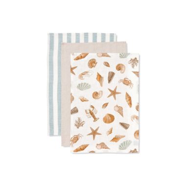 SHELL COLLECTION TEATOWEL PK3