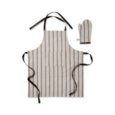 Macedon Charcoal Stripe Apron/Glove Set