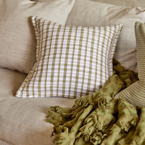 BOLTON GREEN/BEIGE WOVEN CUSHION