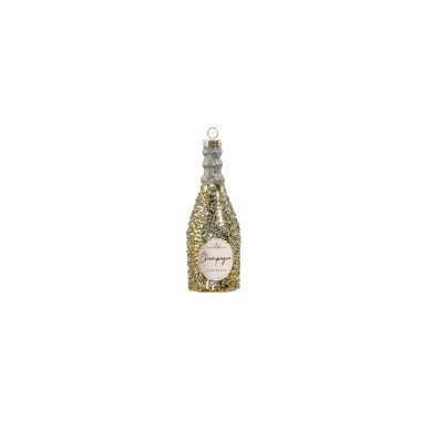 Glittered Champagne Bottle Ornament