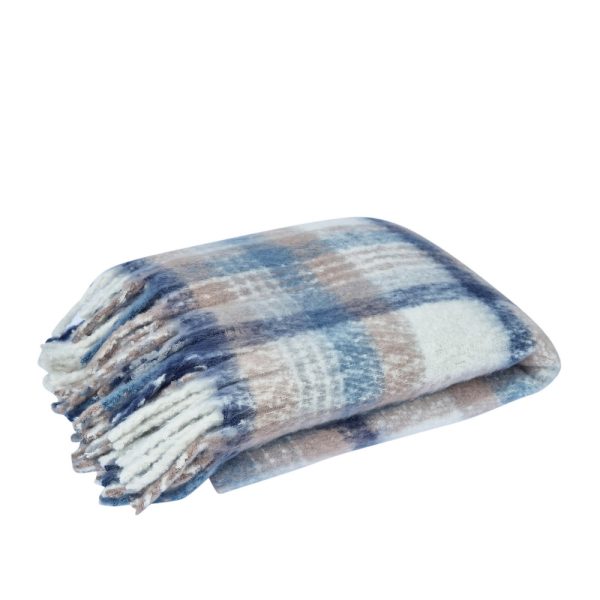 Aiden Faux Mohair Throw Navy/Multi