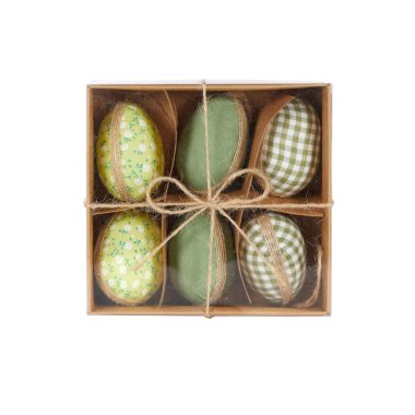 Gingham Fabric Eggs Gift Box Moss