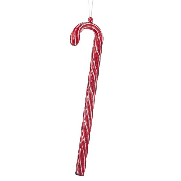 GLASS RED CANDY CANE HANGING