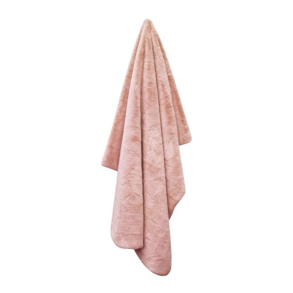 Layla Faux Fur Throw 130x160cm Soft Pink