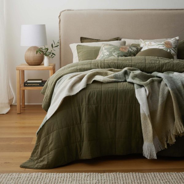 Bailey Olive Stonewash Coverlet Set