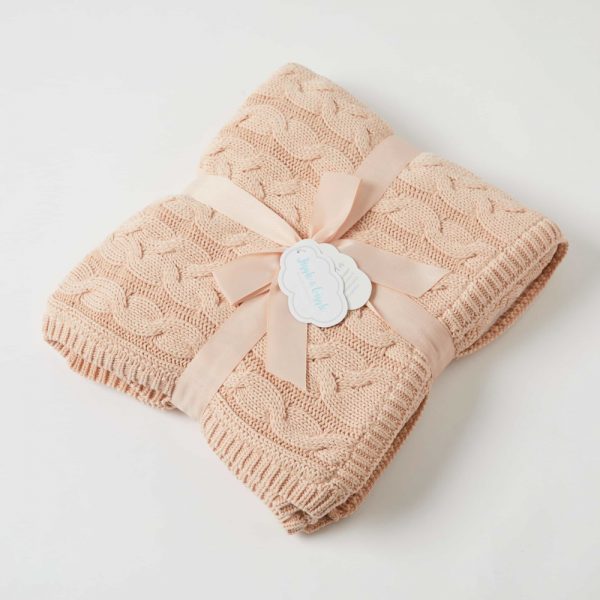 Aurora Pink Cable Knit Baby Blanket