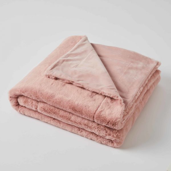 Pink Faux Fur Throw