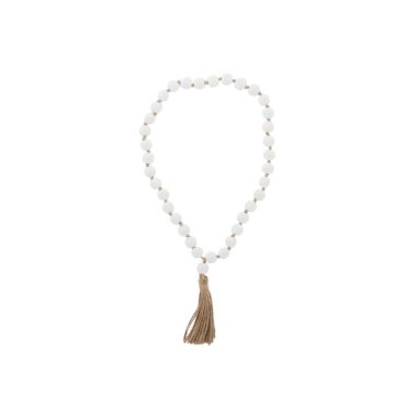 Saffron Wooden Hanging Beads 53cm White