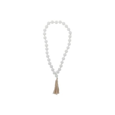 Saffron Wooden Hanging Beads White