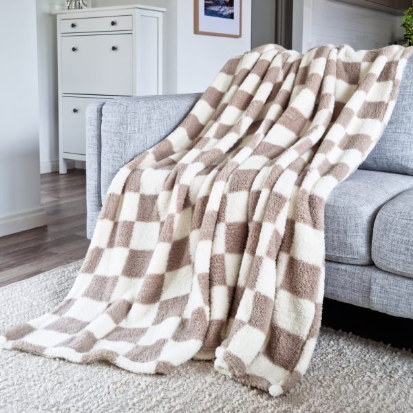 Printed Sherpa Throw Checkered 180x200cm