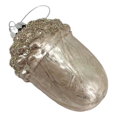 SILVER GLASS ACORN ORNAMENT