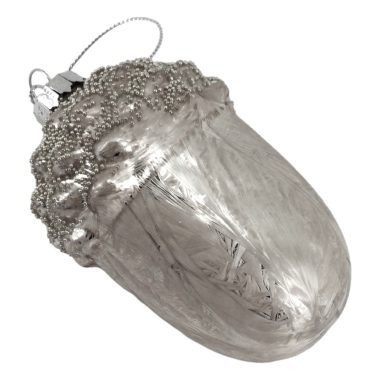 GREY GLASS ACORN ORNAMENT