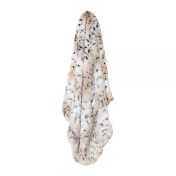 Snow Leopard Faux Fur Throw White & Grey