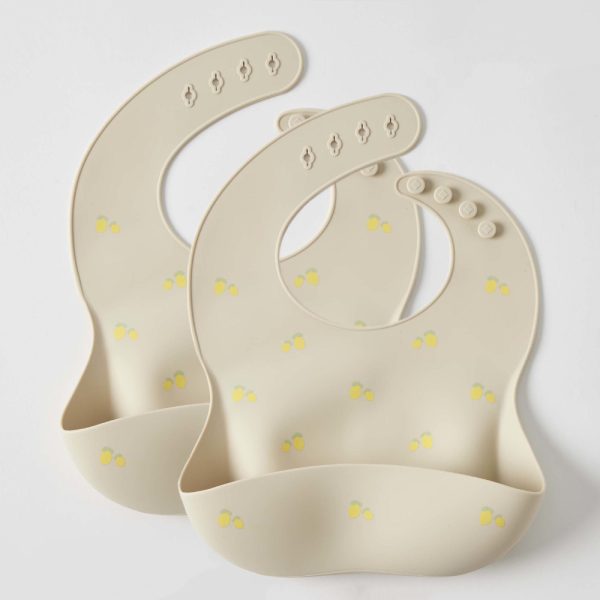 Lemon Silicone Bibs Set of 2