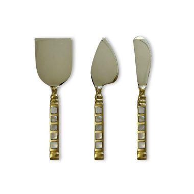 Eden Brass/Pearl Cheese Knife Set