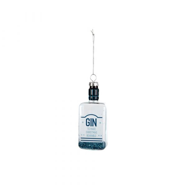 Gin Bottle Tree Orn Glass Blue