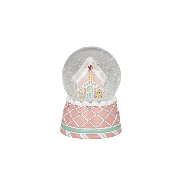 House Snowglobe Poly 10x14cm Pink