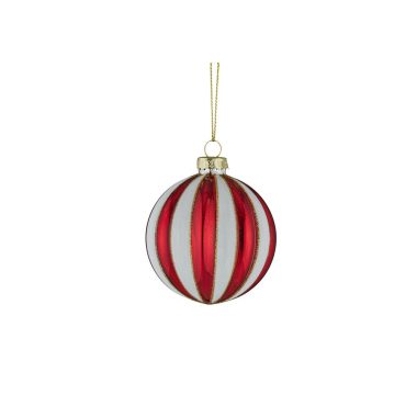 Candy Bauble Glass Red/Wh