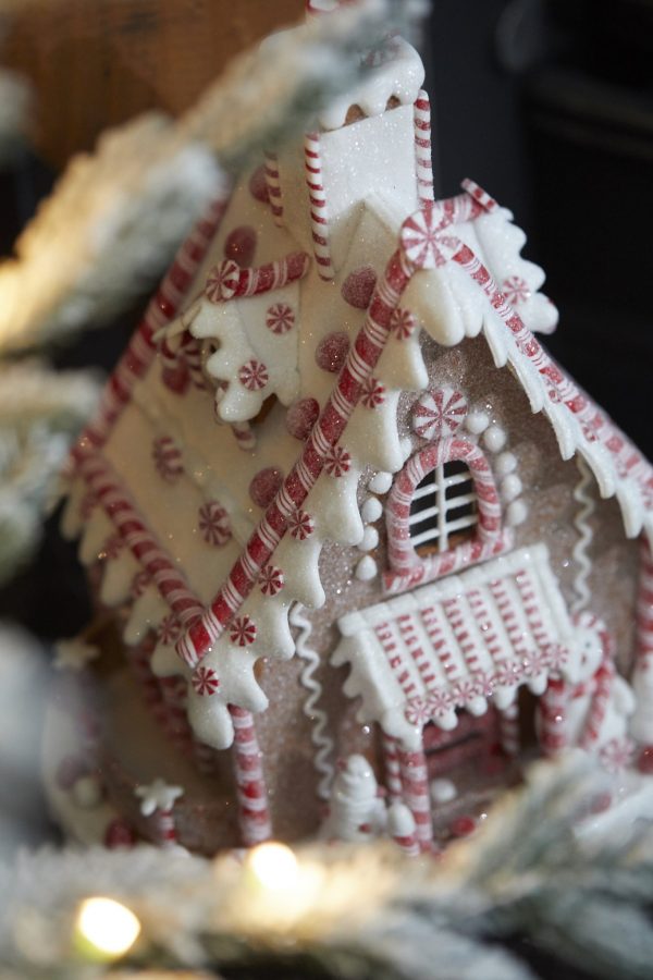 LED Gingerbread House with Snowman