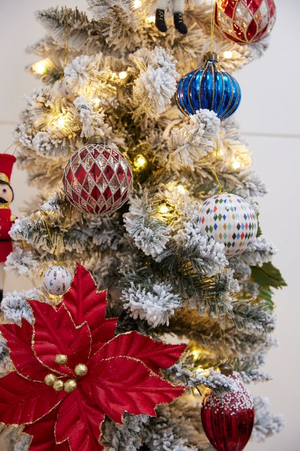 RED AND WHITE DIAMOND BAUBLE