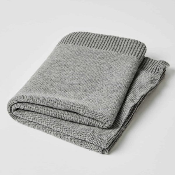 Baby Knit Cotton Blanket Grey