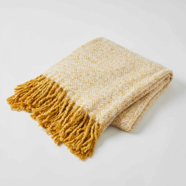 HERRINGBONE THROW MUSTARD