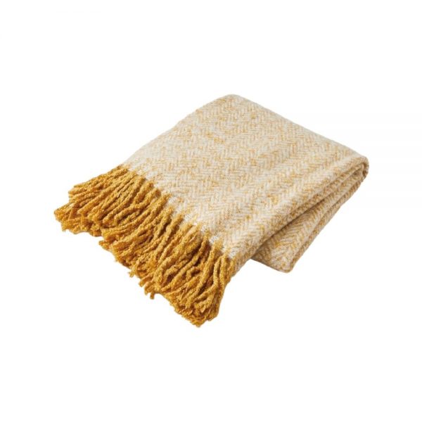 HERRINGBONE THROW MUSTARD