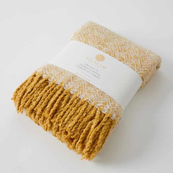 HERRINGBONE THROW MUSTARD