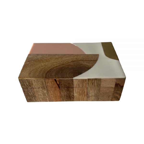 Lavi Wood/resin box 10x15.5cm Nat/Pk