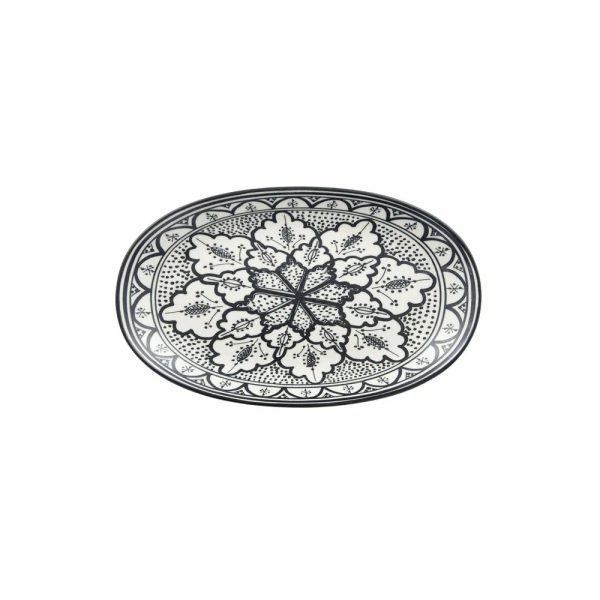 Aleah Cer Oval Dish 12X20.5cm Black/Wht