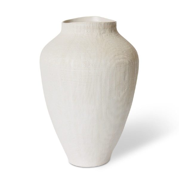 Greyson Tall Vase Hessain White 26x26x41